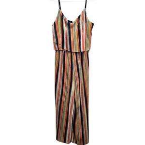 Beebop Women Be You Be Free Multi Color Striped Spaghetti Strap Jumpsuit Size M